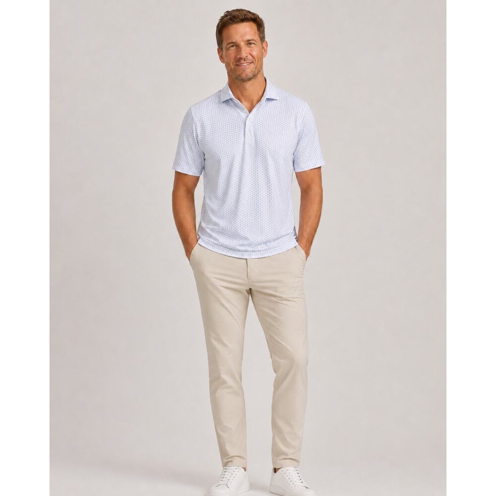 johnnie-O Performance Mesh Golf Polo Blue Print Medium - Picture 8 of 11